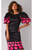 Puff Sleeve Black/Fuchsia Scuba Dress