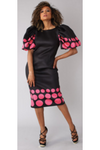 Puff Sleeve Black/Fuchsia Scuba Dress