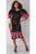 Puff Sleeve Black/Fuchsia Scuba Dress