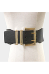 Faux Leather Antique Bold Metal Buckle Elastic Belt