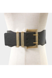 Faux Leather Antique Bold Metal Buckle Elastic Belt