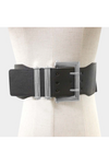 Faux Leather Antique Bold Metal Buckle Elastic Belt