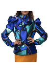 Ruched Peplum Blue Blouse