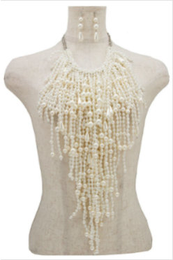 Draped Pearl Bib Necklace Set