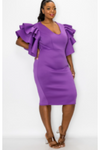 Ruffle Sleeve Scuba Dress