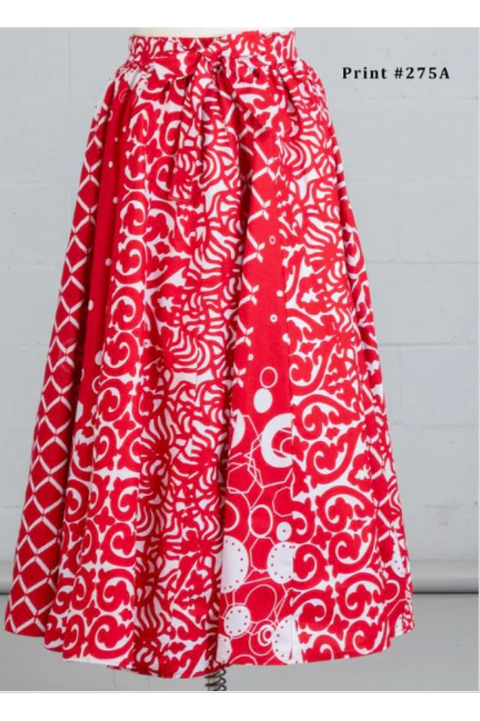 African Print Skirt Red & White