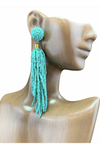 Seed Bead Long Tassel Earrings