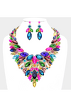 Marquise Stone Cluster Statement Evening Necklace