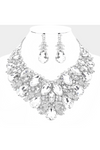 Marquise Teardrop Stone Accented Leaf Evening Necklace