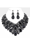 Marquise Teardrop Stone Accented Leaf Evening Necklace