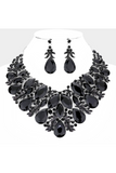 Marquise Teardrop Stone Accented Leaf Evening Necklace