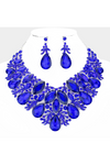 Marquise Teardrop Stone Accented Leaf Evening Necklace