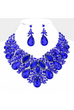 Marquise Teardrop Stone Accented Leaf Evening Necklace