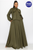 Plus Size Balloon Sleeve Maxi Bow-tie Dress