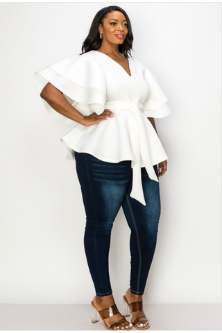 Plus-Size Belted Top