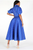 Royal Blue Polkadot Puff Sleeve Bow Dress