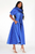 Royal Blue Polkadot Puff Sleeve Bow Dress