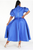 Royal Blue Polkadot Puff Sleeve Bow Dress