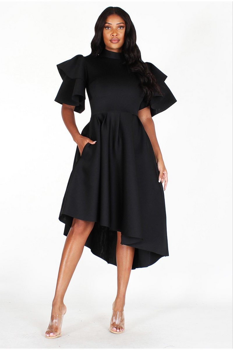 scuba knit fit and flare dress Fit and Flare Slope Scuba Dress Black / Small