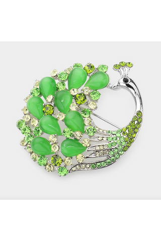 Multi Stone Embellished Peacock Pin Brooch/Pendant