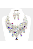 Crystal Pearl Flower Vine Evening Necklace