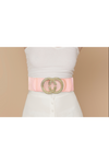 Stone Embellished Double Open Circle Link Elastic Belt - Slash Tags Men & Women's Boutique