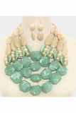 Pearl Abstract Resin Bead Bib Statement Necklace