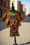 African Print Tiered Sleeve Top and Skirt Set