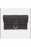 Solid Faux Leather Crossbody Bag with detachable chain