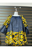 African Print & Denim Top