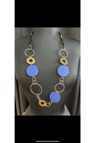 Blue Gold Circle Necklace