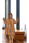 Ankara Pleated Tiered Babydoll Maxi Dress