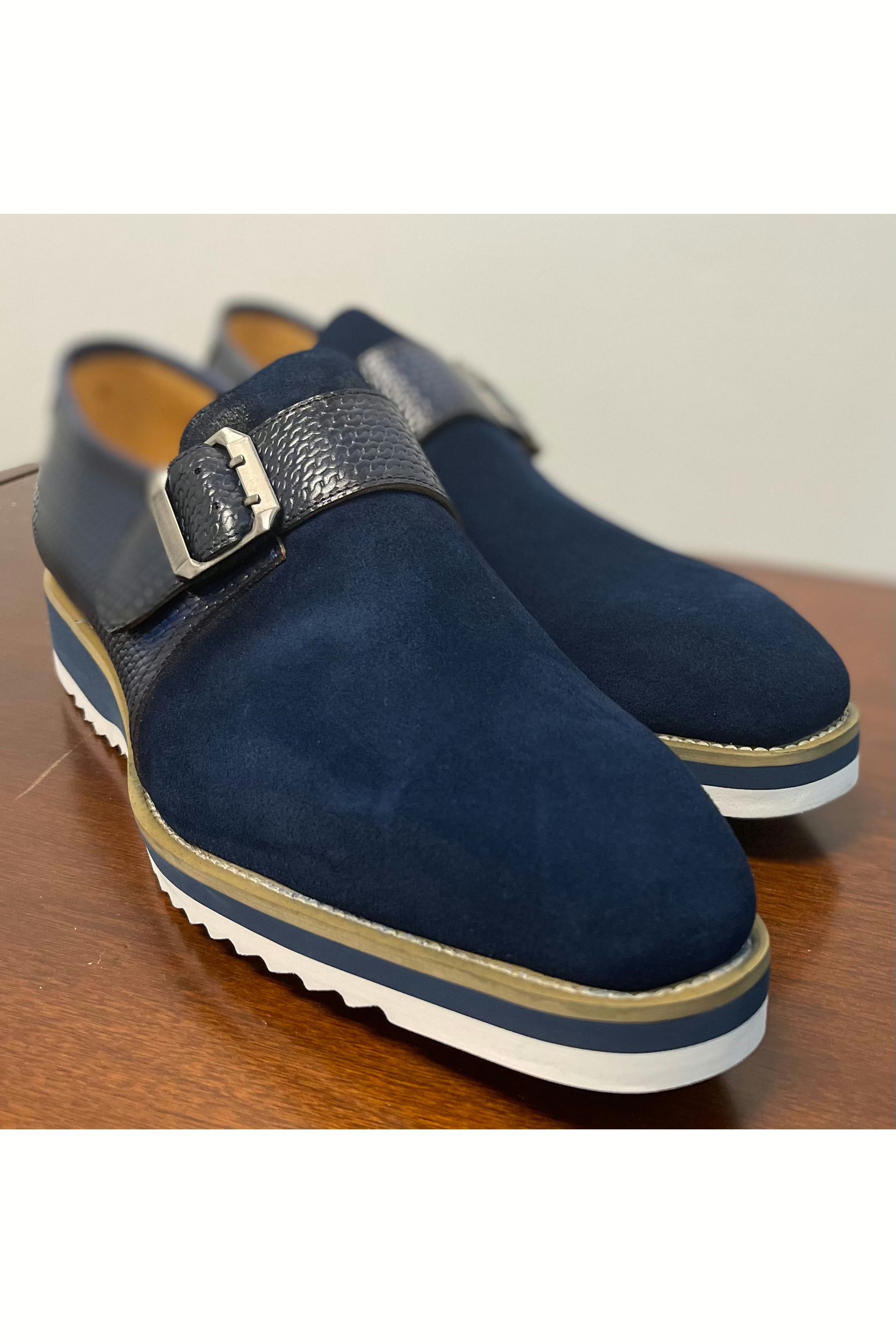 Shop Carrucci Blue Leather Shoes