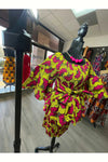 African Print Tiered Sleeve Top and Skirt Set