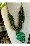 Green Bead Pendant Necklace Set 2