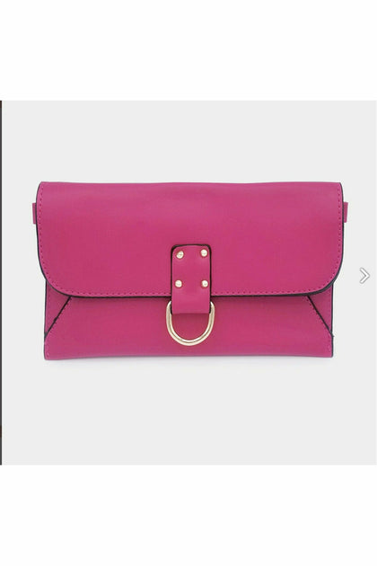 Solid Faux Leather Crossbody Bag with detachable chain