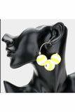 Two Tone Thread Wrapped Triple Ball Metal Half Hoop Earrings