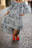 Smocked Bell Sleeve High-low Dress