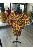 African Print Tiered Sleeve Top and Skirt Set