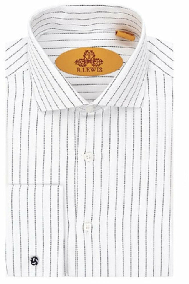 r lewis dress shirts R. Lewis French Cuff Solid Men's Dress Shirt Size 17 / Blue