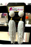 Seed Bead Long Tassel Earrings