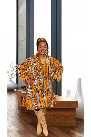 Ankara Pleated Tiered Babydoll Maxi Dress