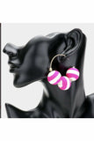 Two Tone Thread Wrapped Triple Ball Metal Half Hoop Earrings