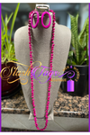 Pink Rivet Long Necklace Set